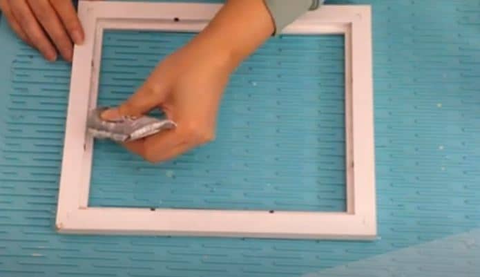 blue resin art preparing picture frame
