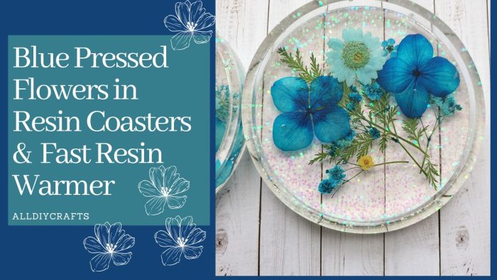 Blue resin flower coasters