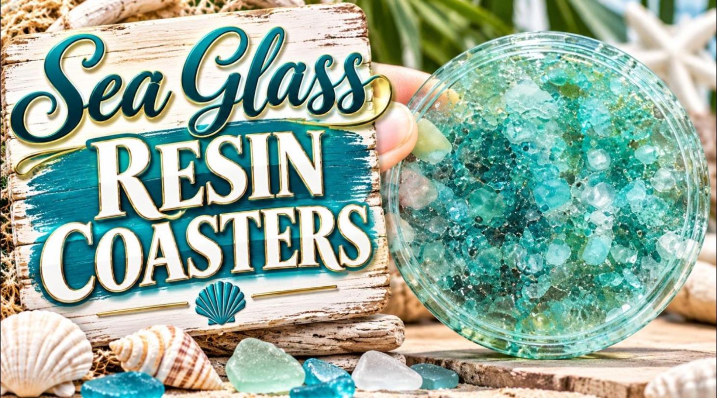 Blue sea glass resin coasters for beginners