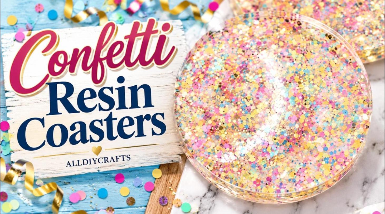 Confetti glitter resin coasters for beginners