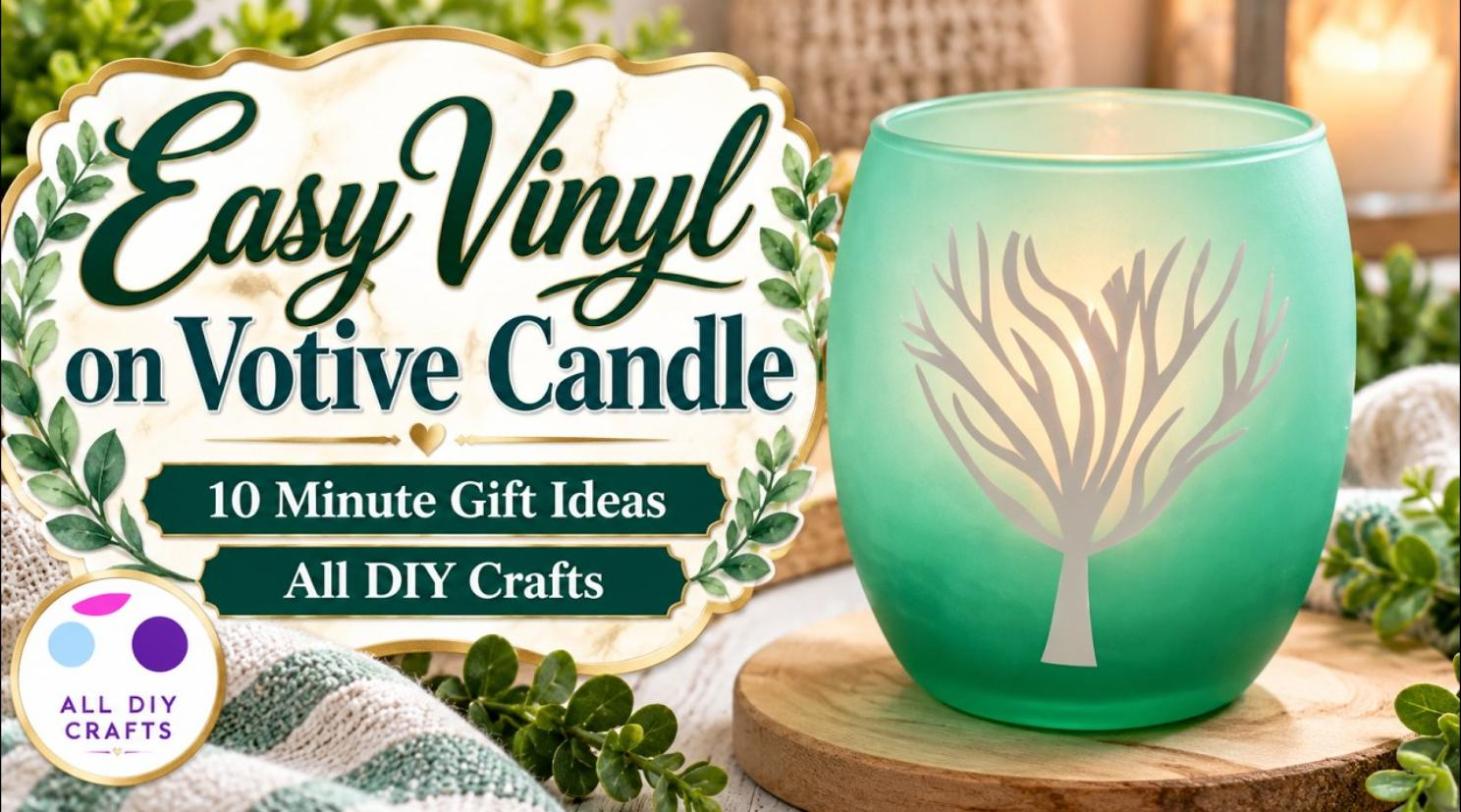 Cricut vinyl on a votive candle holder, easy beginner project