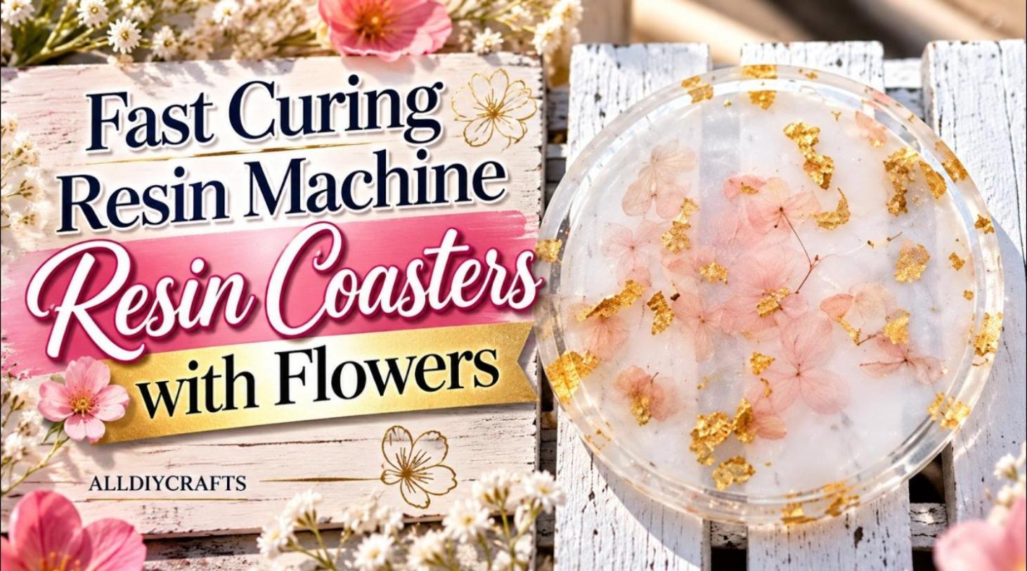 Fast curing resin flower coasters made with a resin curing machine