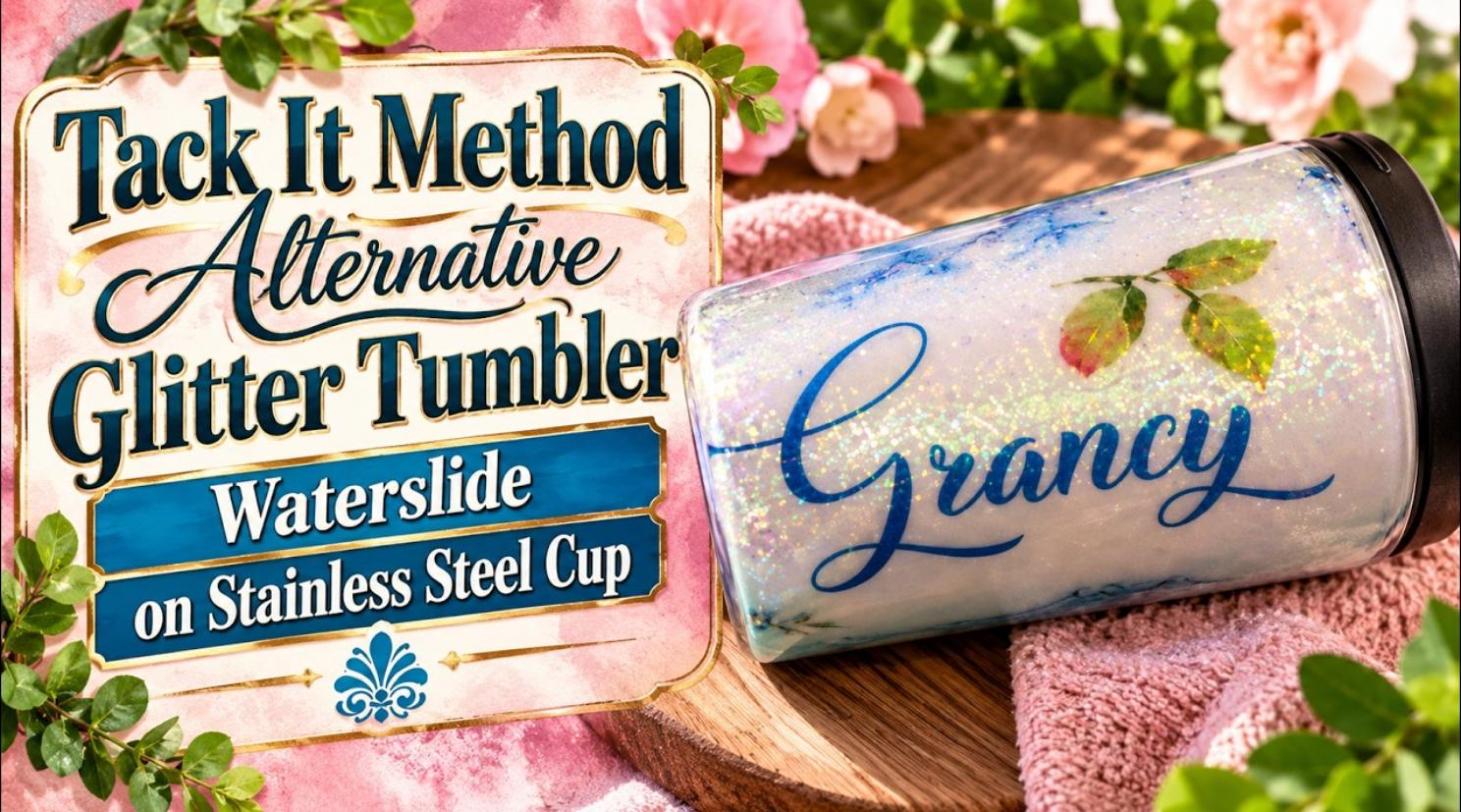 Garden glitter tumbler with floral waterslide decals
