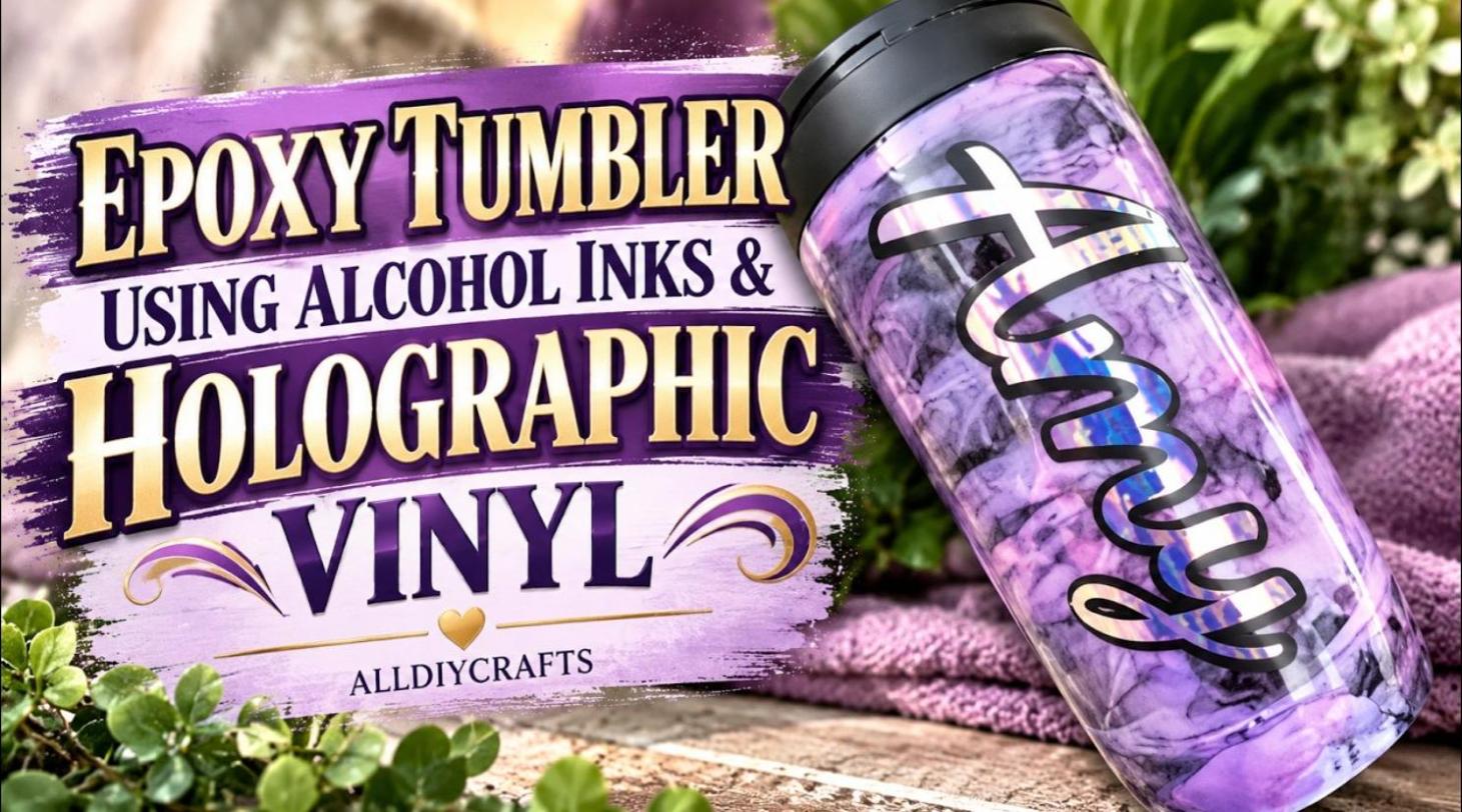 Holographic epoxy tumbler made with alcohol inks
