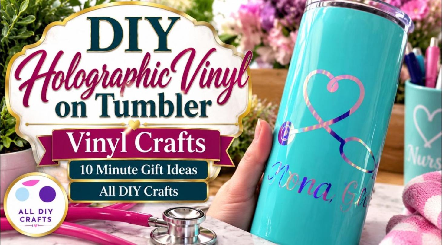Holographic vinyl stethoscope nurse tumbler made with a Cricut