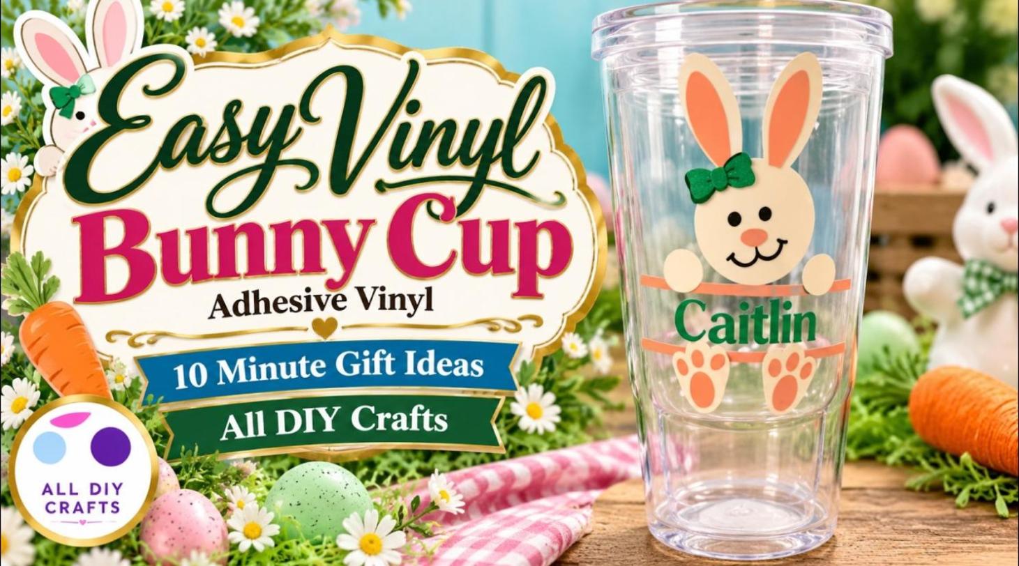 Personalized Easter bunny tumbler with layered Cricut adhesive vinyl