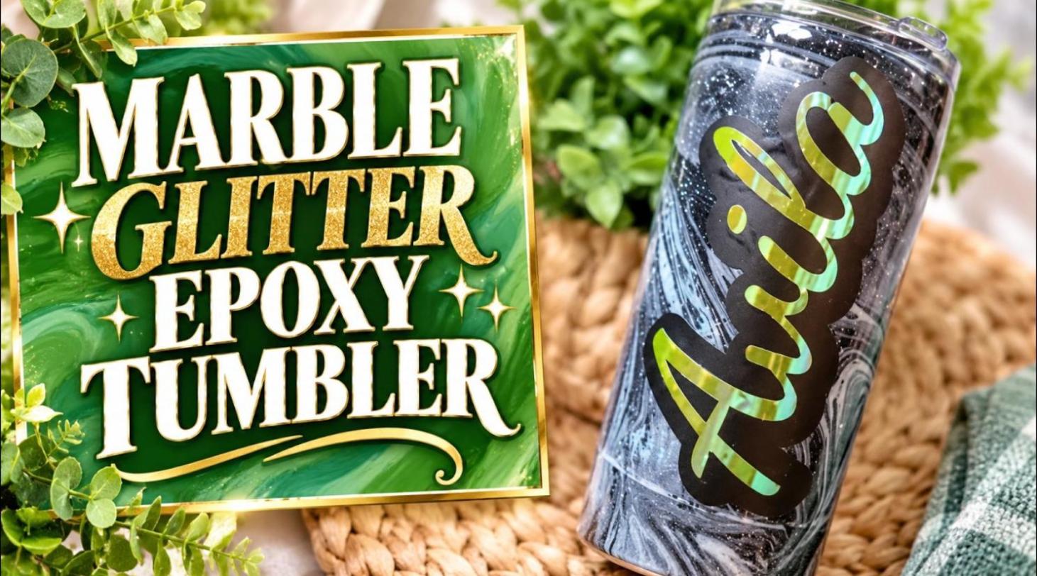 Marble and alcohol ink epoxy tumbler tutorial for beginners