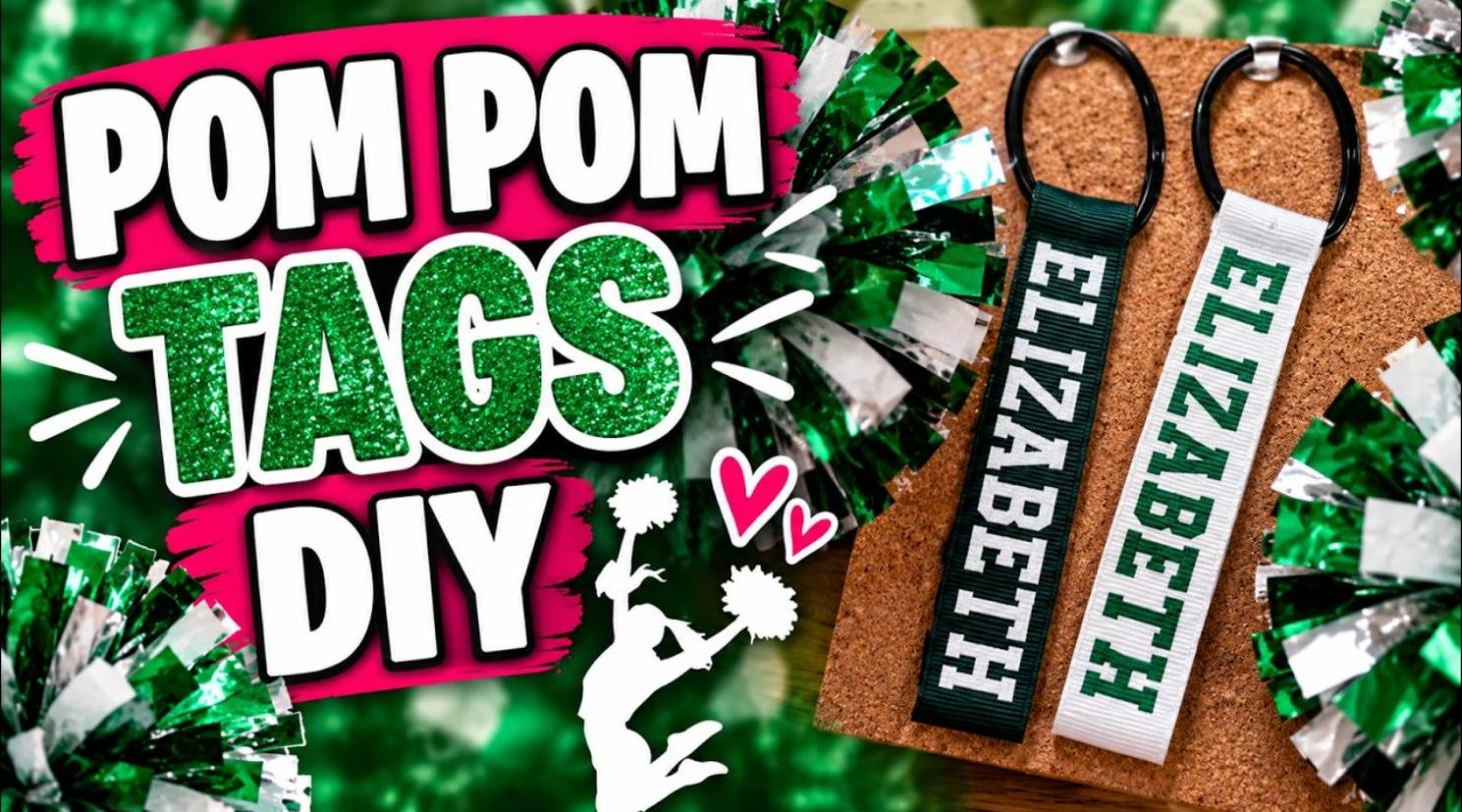 DIY pom pom name tags for cheerleaders