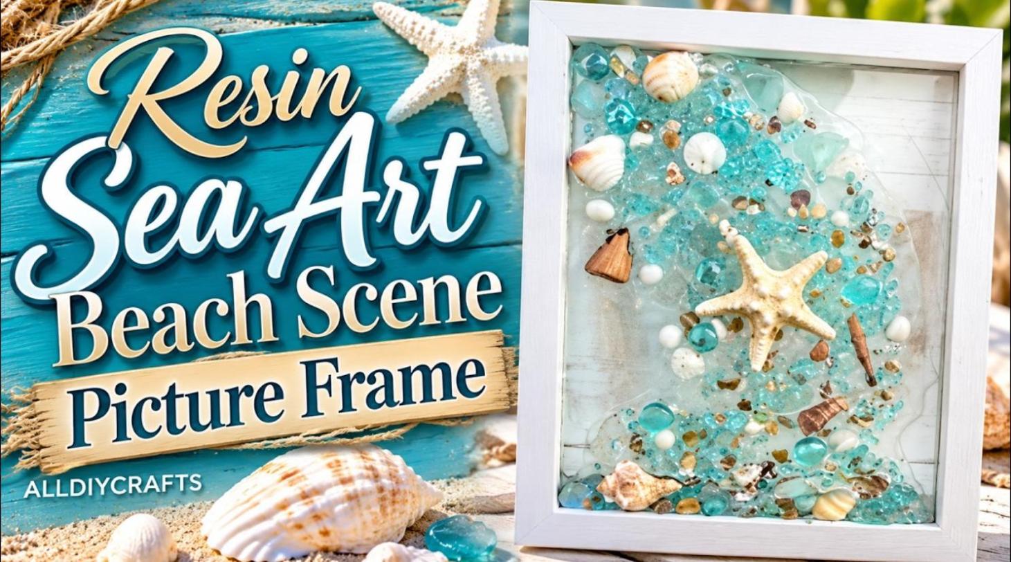 Resin sea art beach scene picture frame tutorial