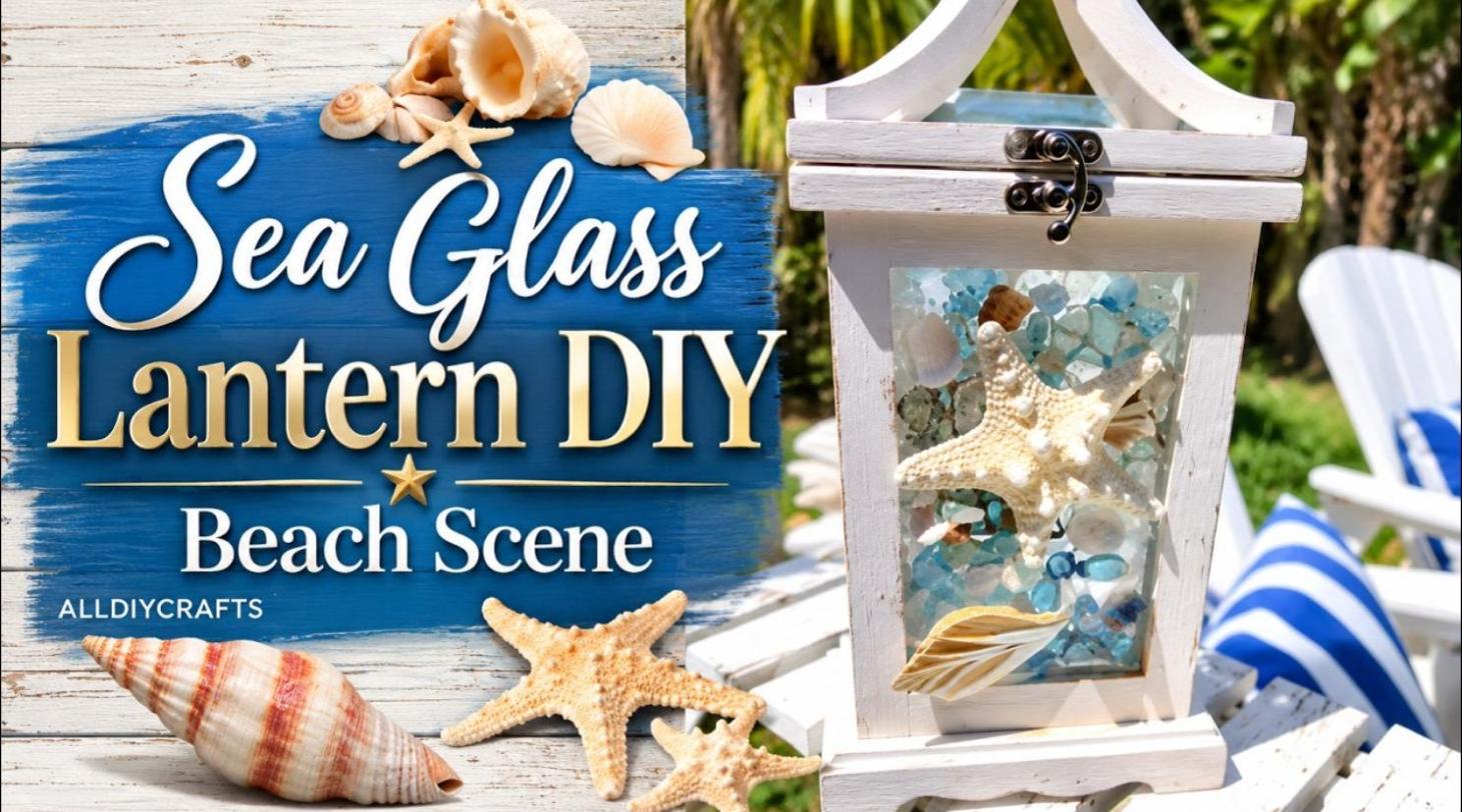 Sea glass lantern DIY beach decor craft