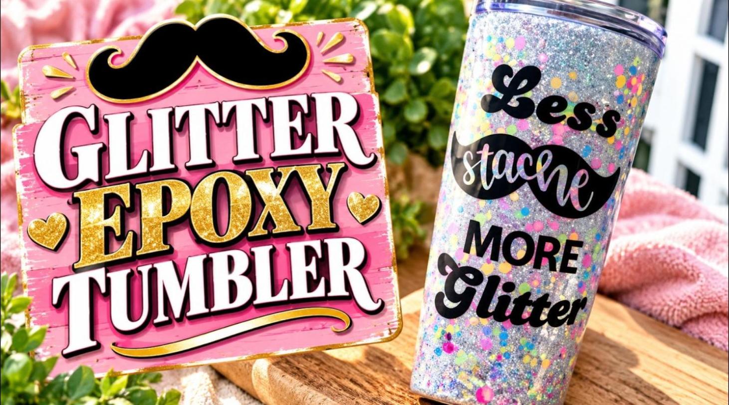 Tack It alternative glitter tumbler using Loctite spray adhesive